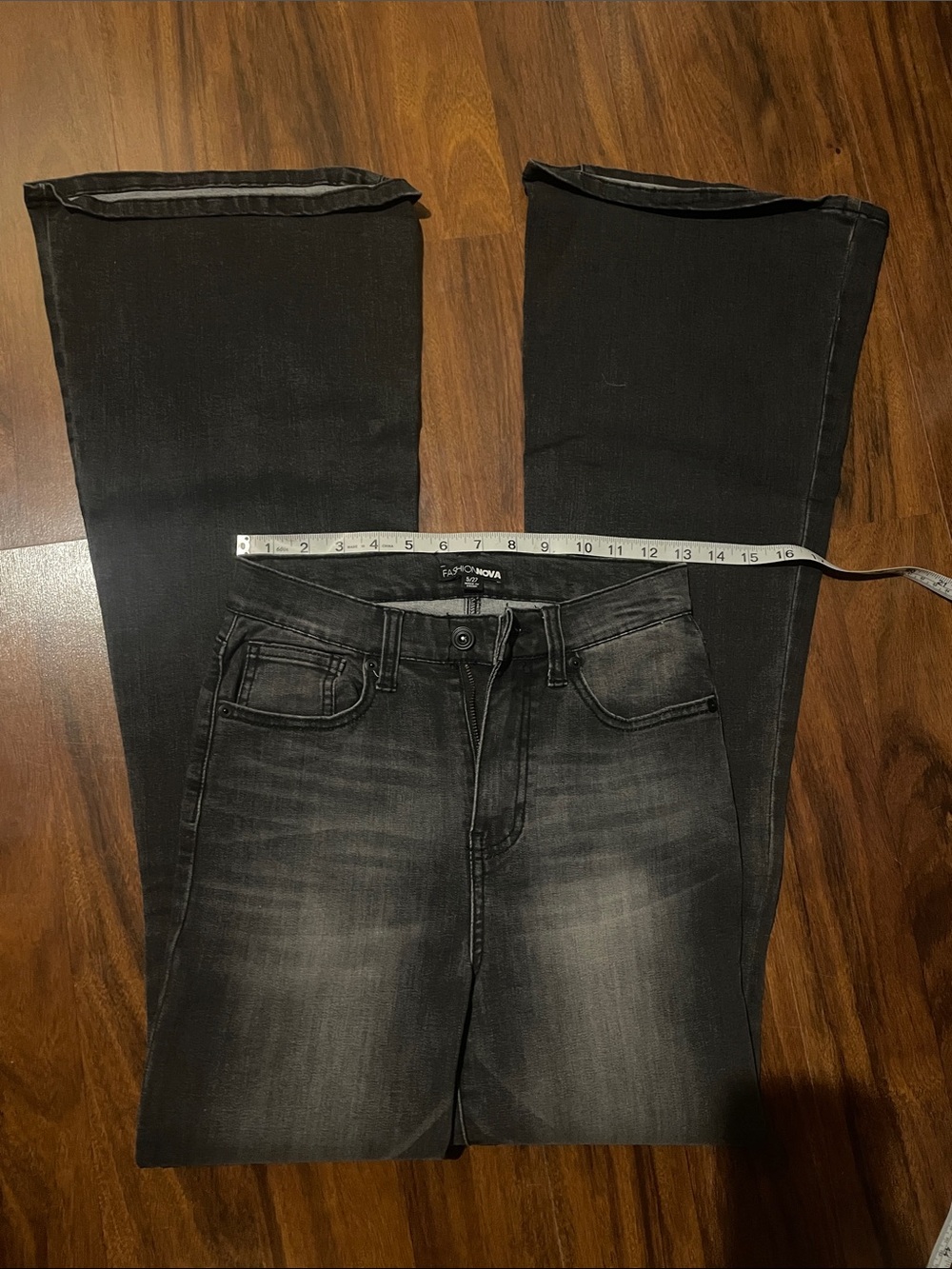 Fashion Nova Women’s Black faded flare Jeans